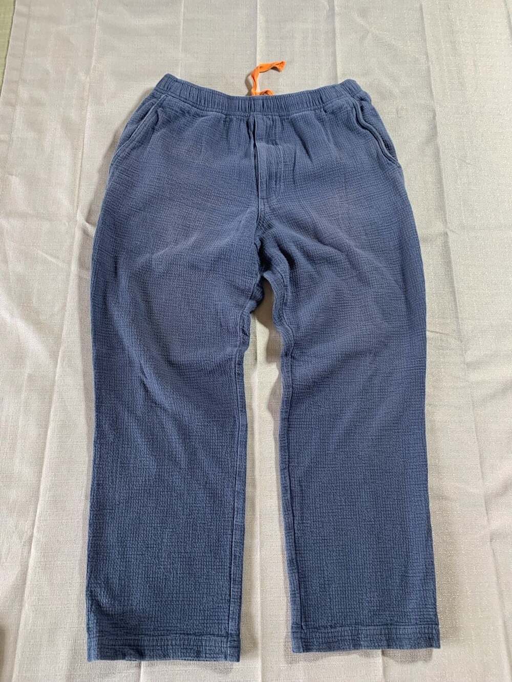 The Territory Ahead Men's Blue Textured Waffle Weave Cotton Drawstring Pants